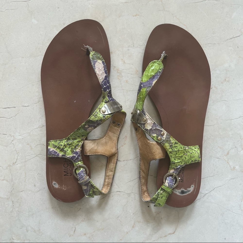 Michael Kors Snake/Python Sandals Well Loved Sz 8 - image 1